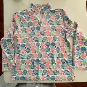 Talbots quarter zip pullover seashell print top size large